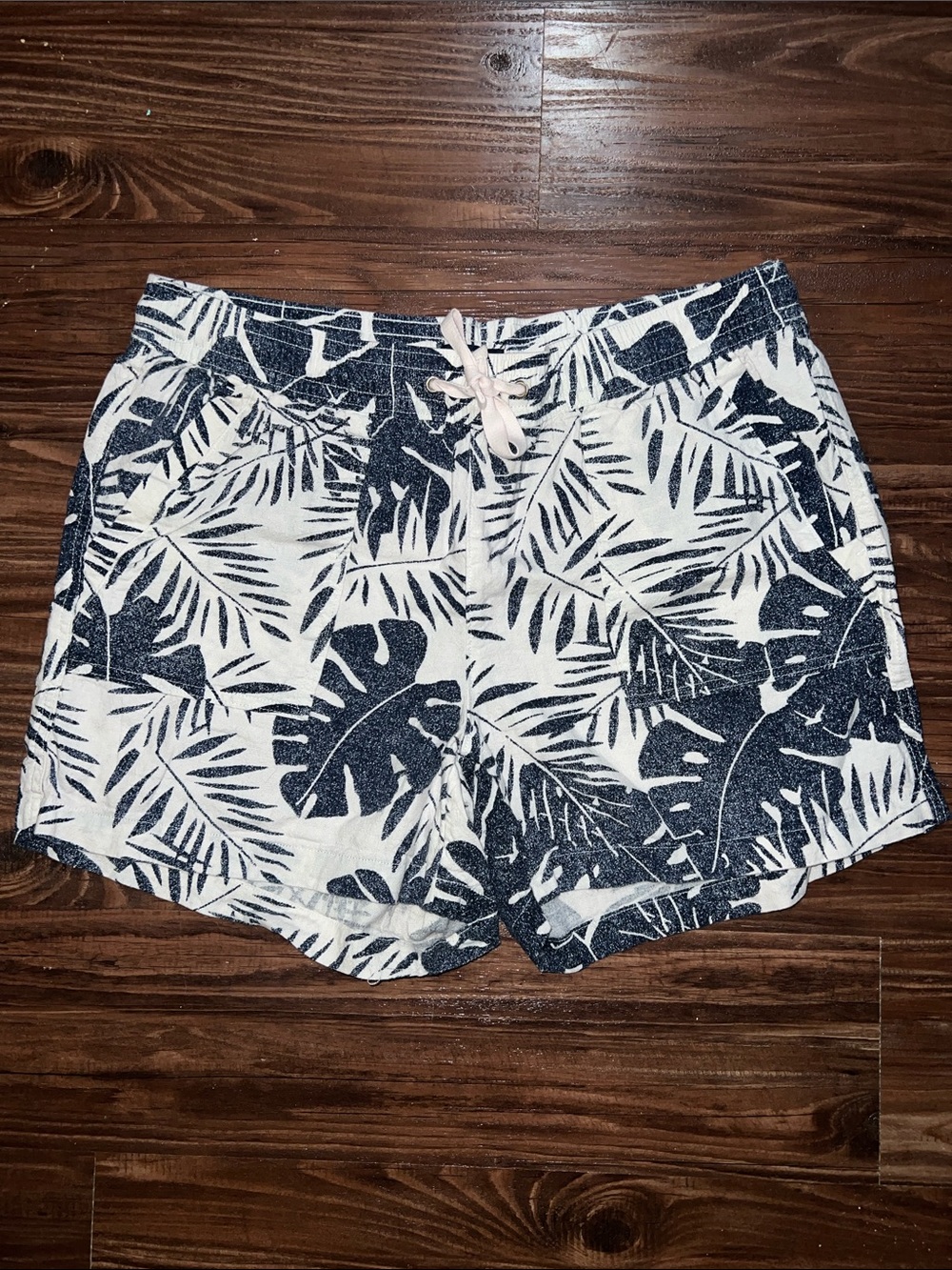 Nautica Navy and White Tropical Drawstring Shorts